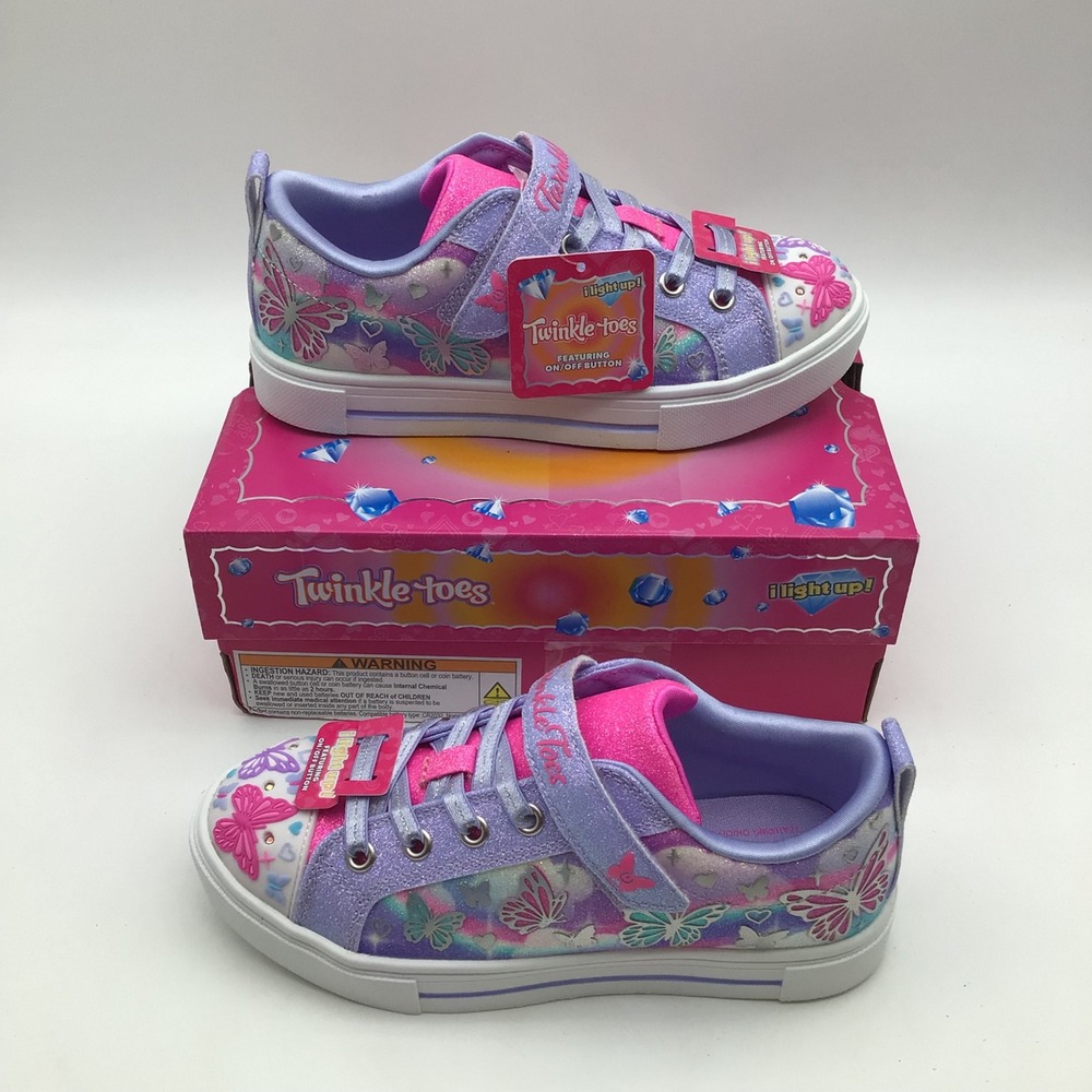Skechers Twinkle Toes S Lights Butterfly Sky Lavender Kids Shoes Size 2 NEW